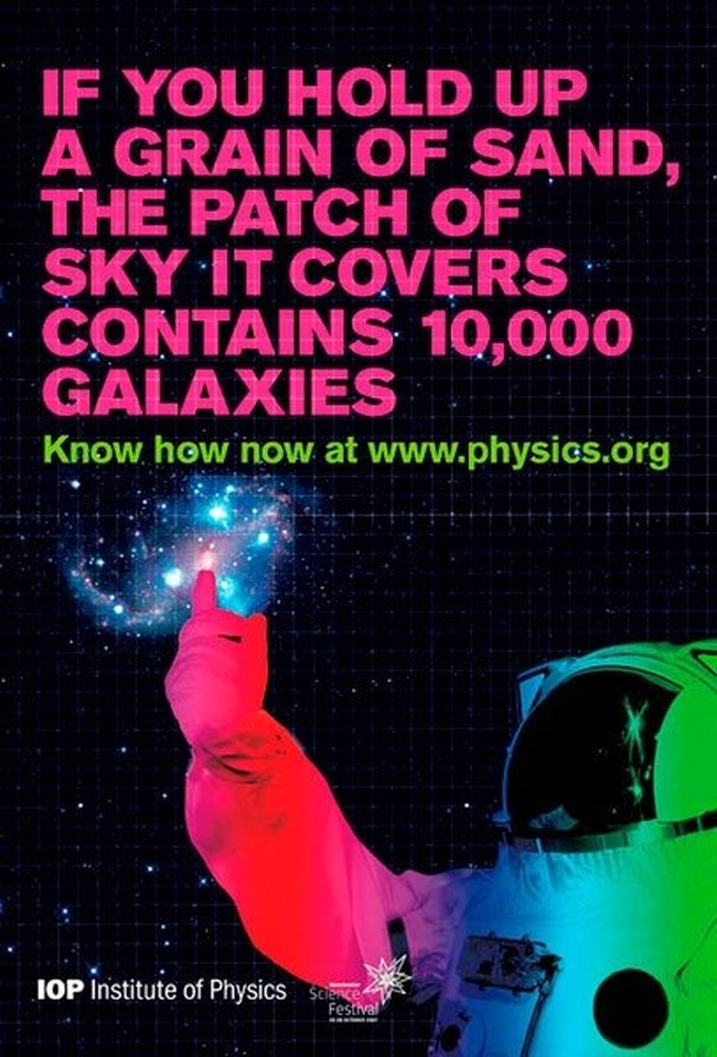 poster para promoção da física e astronomia