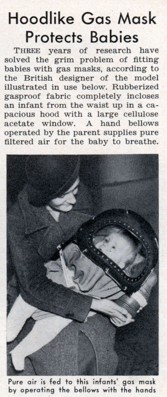 matéria em revista antiga sobre proteção de bebes na guerra